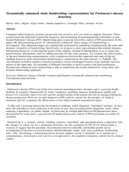 Dynamically enhanced static handwriting representation for Parkinson's
  disease detection