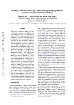 Distilling Instruction-following Abilities of Large Language Models with
  Task-aware Curriculum Planning