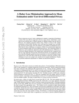 A Huber Loss Minimization Approach to Mean Estimation under User-level
  Differential Privacy