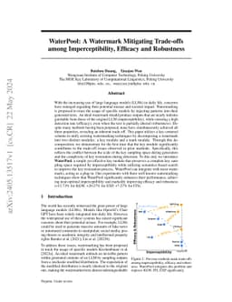 WaterPool: A Watermark Mitigating Trade-offs among Imperceptibility,
  Efficacy and Robustness