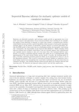 Sequential Bayesian inference for stochastic epidemic models of
  cumulative incidence