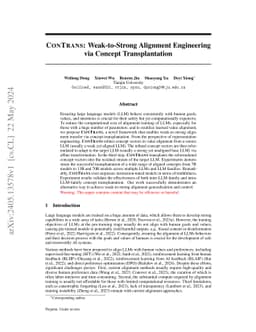 ConTrans: Weak-to-Strong Alignment Engineering via Concept Transplantation