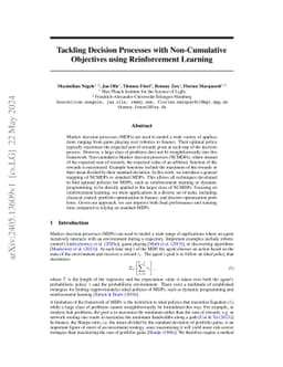 Tackling Decision Processes with Non-Cumulative Objectives using
  Reinforcement Learning