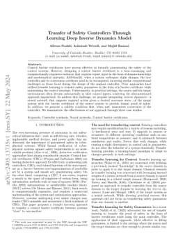 Transfer of Safety Controllers Through Learning Deep Inverse Dynamics
  Model