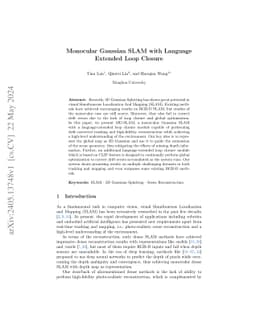 Monocular Gaussian SLAM with Language Extended Loop Closure