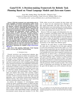 GameVLM: A Decision-making Framework for Robotic Task Planning Based on
  Visual Language Models and Zero-sum Games