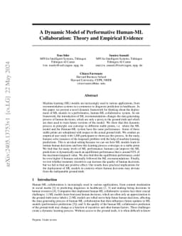A Dynamic Model of Performative Human-ML Collaboration: Theory and
  Empirical Evidence