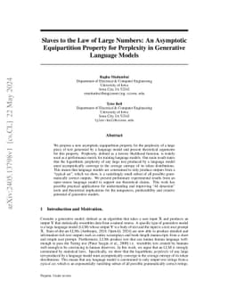 Slaves to the Law of Large Numbers: An Asymptotic Equipartition Property for Perplexity in Generative Language Models