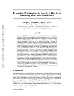 Leveraging 2D Information for Long-term Time Series Forecasting with
  Vanilla Transformers