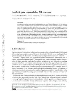 Implicit gaze research for XR systems