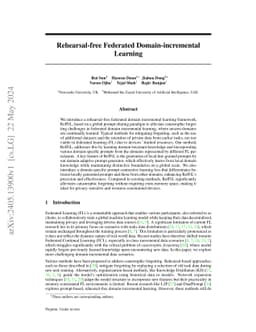 Rehearsal-free Federated Domain-incremental Learning