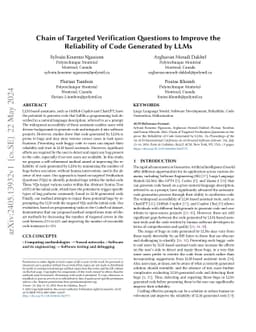 Chain of Targeted Verification Questions to Improve the Reliability of
  Code Generated by LLMs