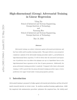 High-dimensional (Group) Adversarial Training in Linear Regression