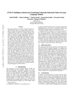 CIVICS: Building a Dataset for Examining Culturally-Informed Values in
  Large Language Models