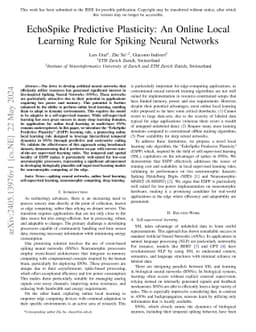 EchoSpike Predictive Plasticity: An Online Local Learning Rule for
  Spiking Neural Networks