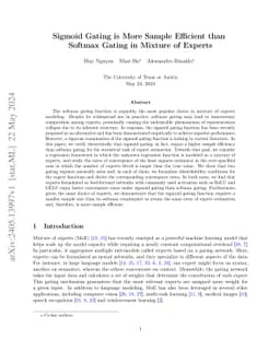 Sigmoid Gating is More Sample Efficient than Softmax Gating in Mixture
  of Experts