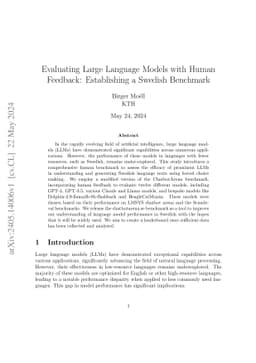 Evaluating Large Language Models with Human Feedback: Establishing a
  Swedish Benchmark