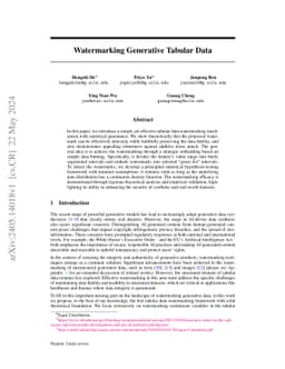 Watermarking Generative Tabular Data