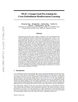 PEAC: Unsupervised Pre-training for Cross-Embodiment Reinforcement
  Learning