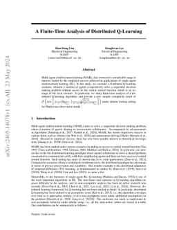 A finite time analysis of distributed Q-learning