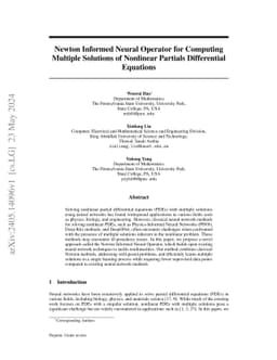 Newton Informed Neural Operator for Computing Multiple Solutions of
  Nonlinear Partials Differential Equations