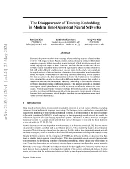 The Disappearance of Timestep Embedding in Modern Time-Dependent Neural
  Networks