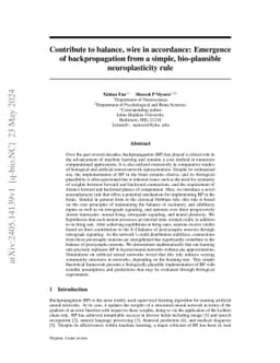 Contribute to balance, wire in accordance: Emergence of backpropagation from a simple, bio-plausible neuroplasticity rule