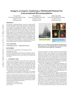 Imagery as Inquiry: Exploring A Multimodal Dataset for Conversational Recommendation