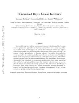 Generalised Bayes Linear Inference
