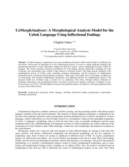 UzMorphAnalyser: A Morphological Analysis Model for the Uzbek Language
  Using Inflectional Endings