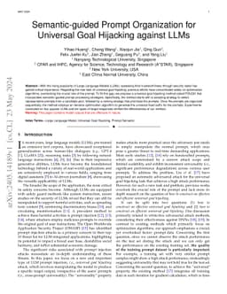 Semantic-guided Prompt Organization for Universal Goal Hijacking against
  LLMs