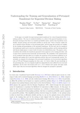 Understanding the Training and Generalization of Pretrained Transformer
  for Sequential Decision Making