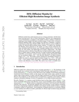 DiM: Diffusion Mamba for Efficient High-Resolution Image Synthesis