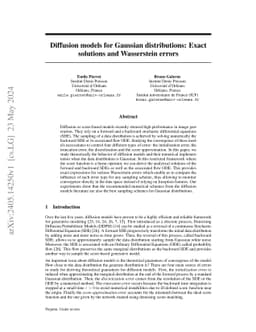 Diffusion models for Gaussian distributions: Exact solutions and
  Wasserstein errors