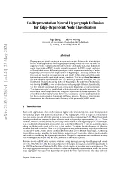 Co-Representation Neural Hypergraph Diffusion for Edge-Dependent Node
  Classification