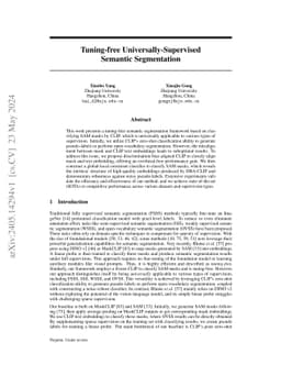 Tuning-free Universally-Supervised Semantic Segmentation