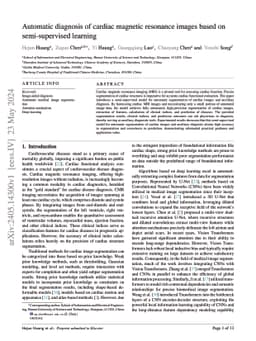 Automatic diagnosis of cardiac magnetic resonance images based on
  semi-supervised learning