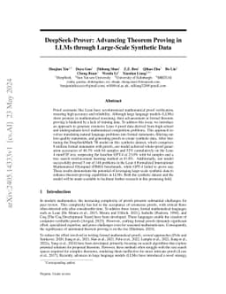 DeepSeek-Prover: Advancing Theorem Proving in LLMs through Large-Scale
  Synthetic Data