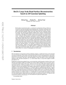 RoGS: Large Scale Road Surface Reconstruction based on 2D Gaussian
  Splatting