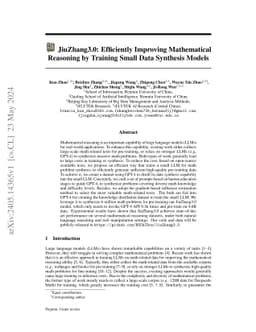 JiuZhang3.0: Efficiently Improving Mathematical Reasoning by Training
  Small Data Synthesis Models