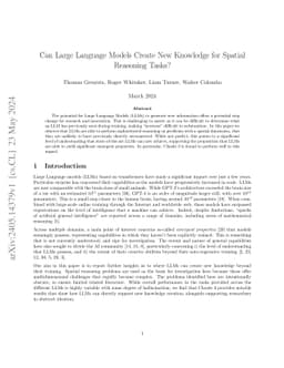 Can Large Language Models Create New Knowledge for Spatial Reasoning
  Tasks?