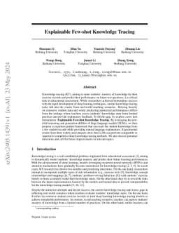 Explainable Few-shot Knowledge Tracing