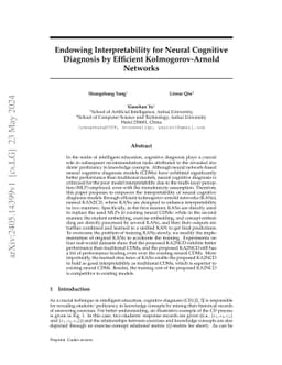 Endowing Interpretability for Neural Cognitive Diagnosis by Efficient
  Kolmogorov-Arnold Networks