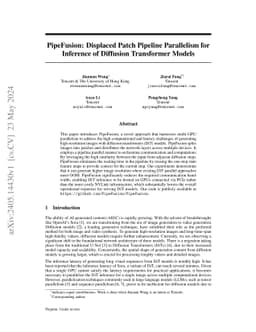 PipeFusion: Displaced Patch Pipeline Parallelism for Inference of
  Diffusion Transformer Models