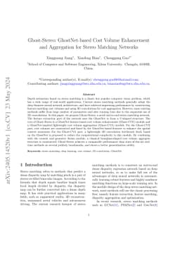 Ghost-Stereo: GhostNet-based Cost Volume Enhancement and Aggregation for
  Stereo Matching Networks