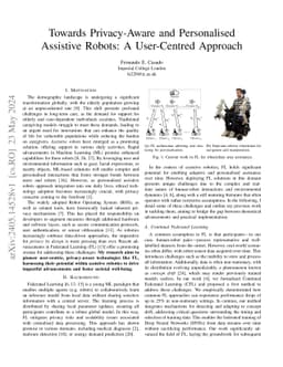 Towards Privacy-Aware and Personalised Assistive Robots: A User-Centred
  Approach