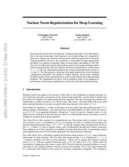 Nuclear Norm Regularization for Deep Learning