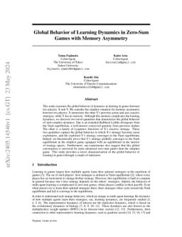 Global Behavior of Learning Dynamics in Zero-Sum Games with Memory Asymmetry