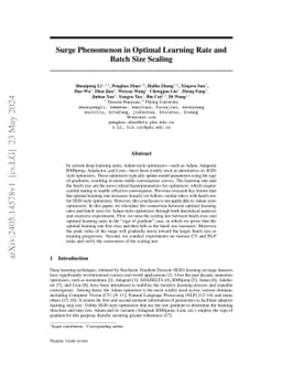 Surge Phenomenon in Optimal Learning Rate and Batch Size Scaling