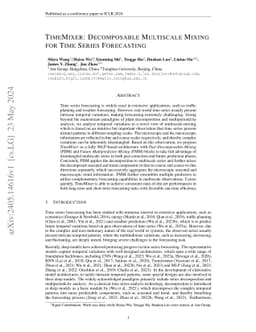 TimeMixer: Decomposable Multiscale Mixing for Time Series Forecasting